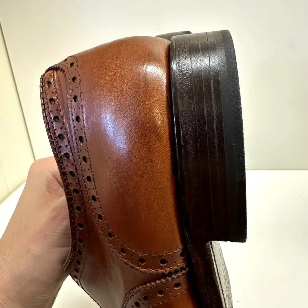 NEW HEELS Alden 911 Medallion Perf Tip Bal Oxford (Burnished Tan Calf) 7.5 E
